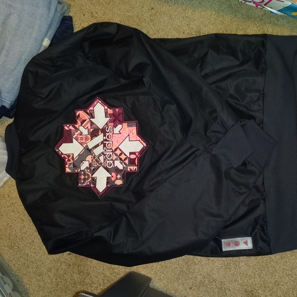 Adidas Men's Black and Coral Bomber Jacket - Picture 6 of 8